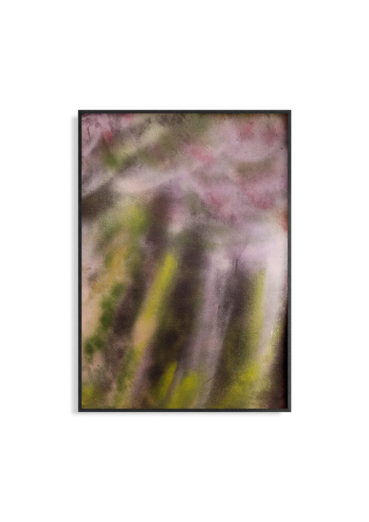 MISTY WOODS – Abstrakter Malerei Kunstdruck von David Breuer, nebliger Wald