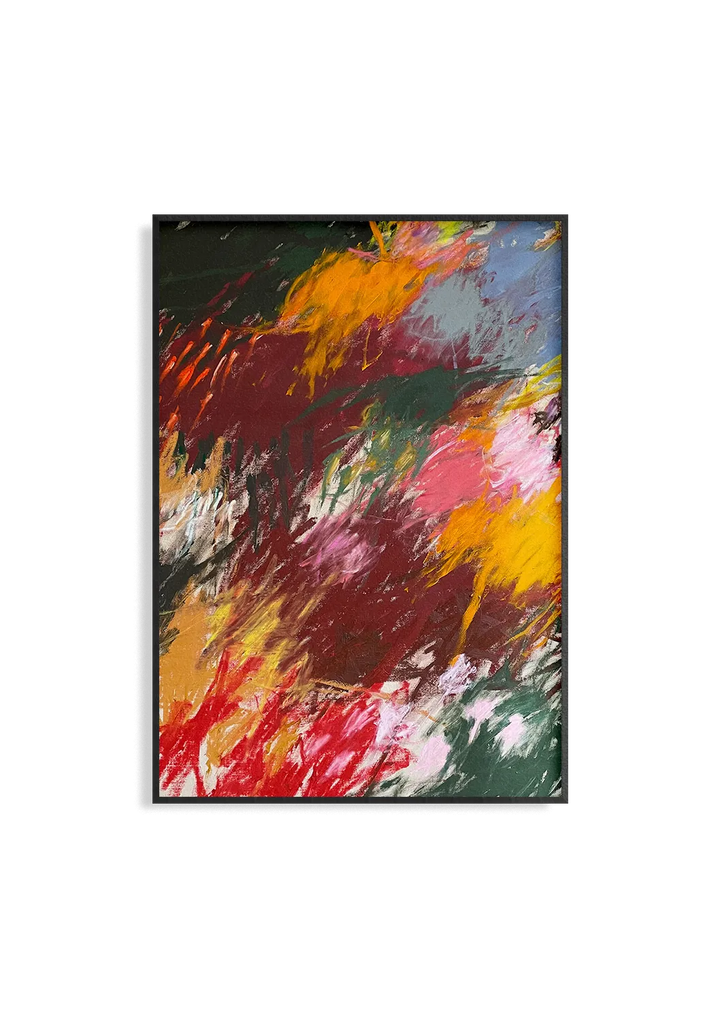 NUR DER SONNE NACH – Abstrakter Malerei Kunstdruck David Breuer, warme Ölfarben
