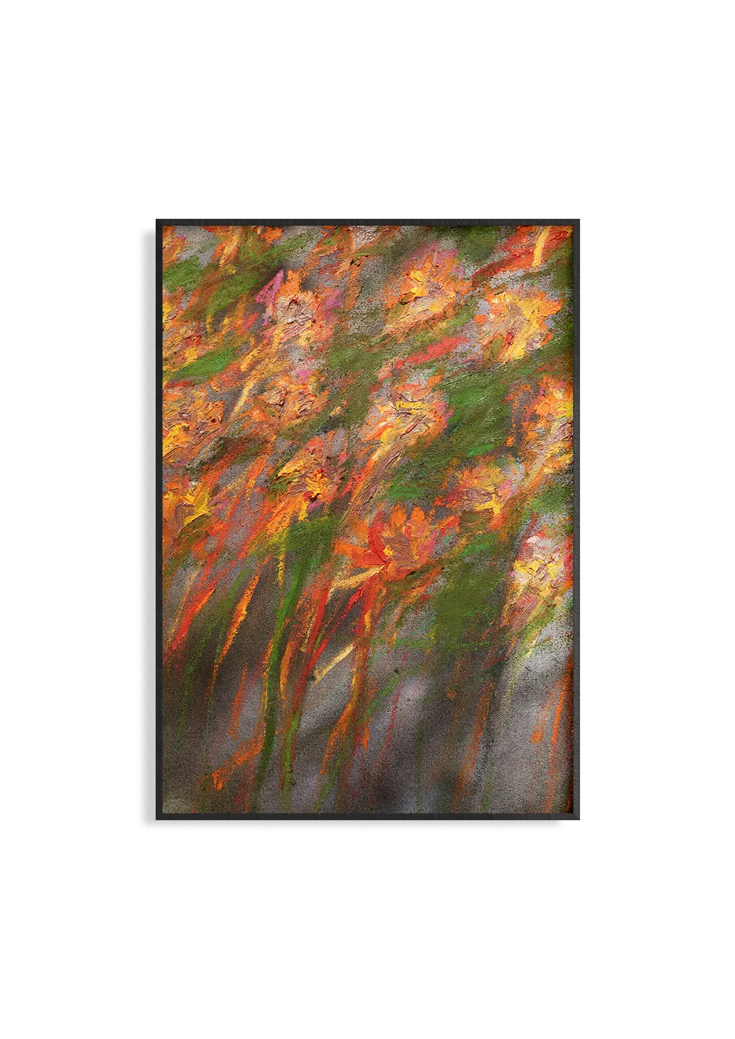 ONLYFLOWERSLEFT – Abstrakter Malerei Kunstdruck von David Breuer, Blumen Ölfarben