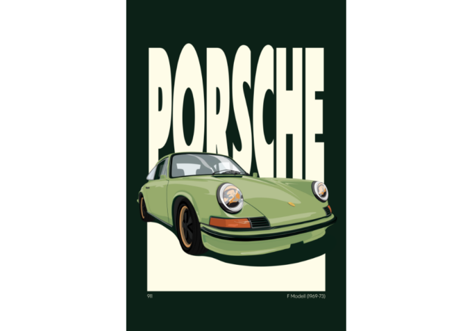 Porsche 911 F - Retro - 70x100cm