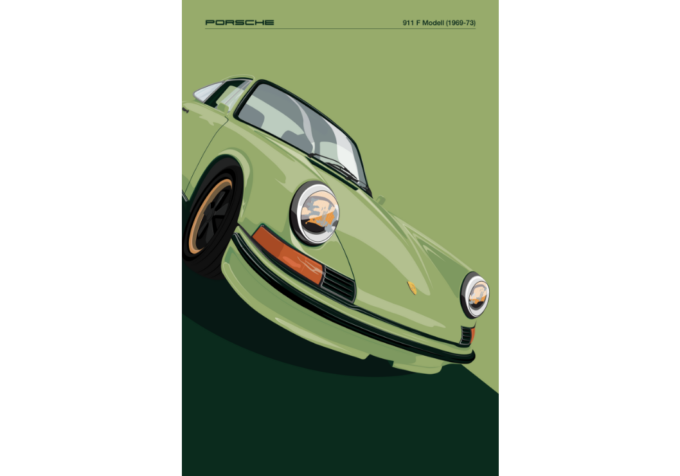 Porsche 911 F - Oblique - 70x100cm
