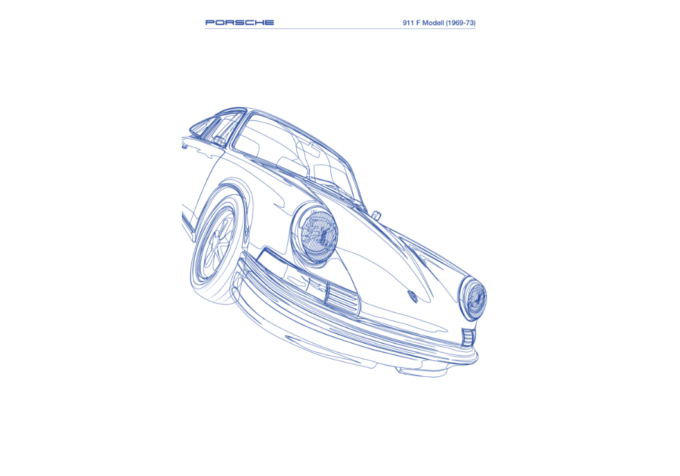 Porsche 911 F - Skizze blau - 21x29,7cm