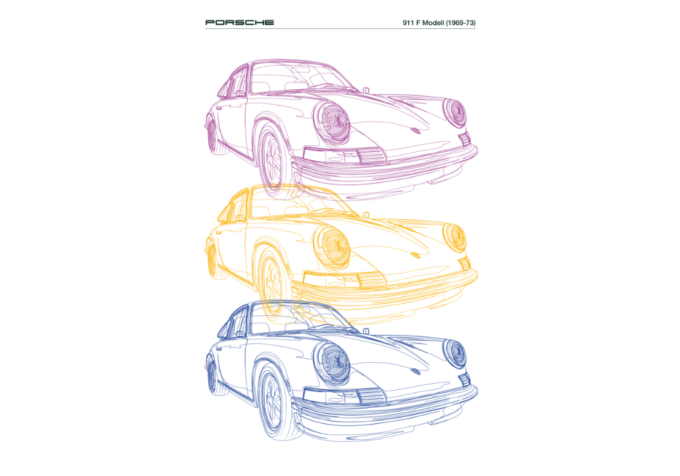 Porsche 911 F - Skizze - 70x100cm
