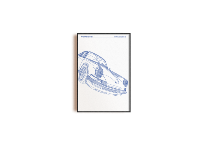Porsche 911 F - Skizze blau