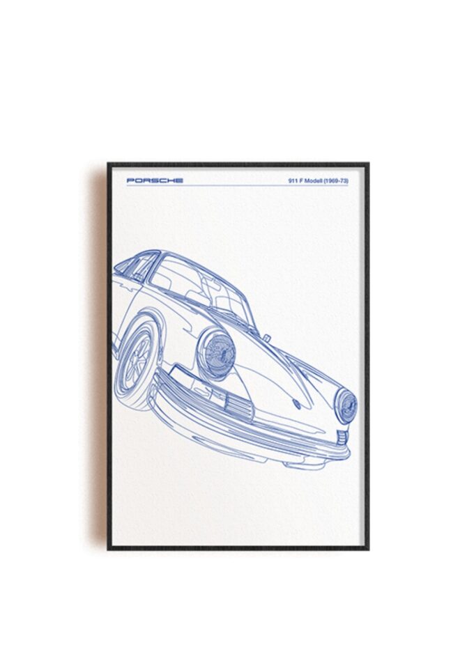Porsche 911 F - Skizze blau